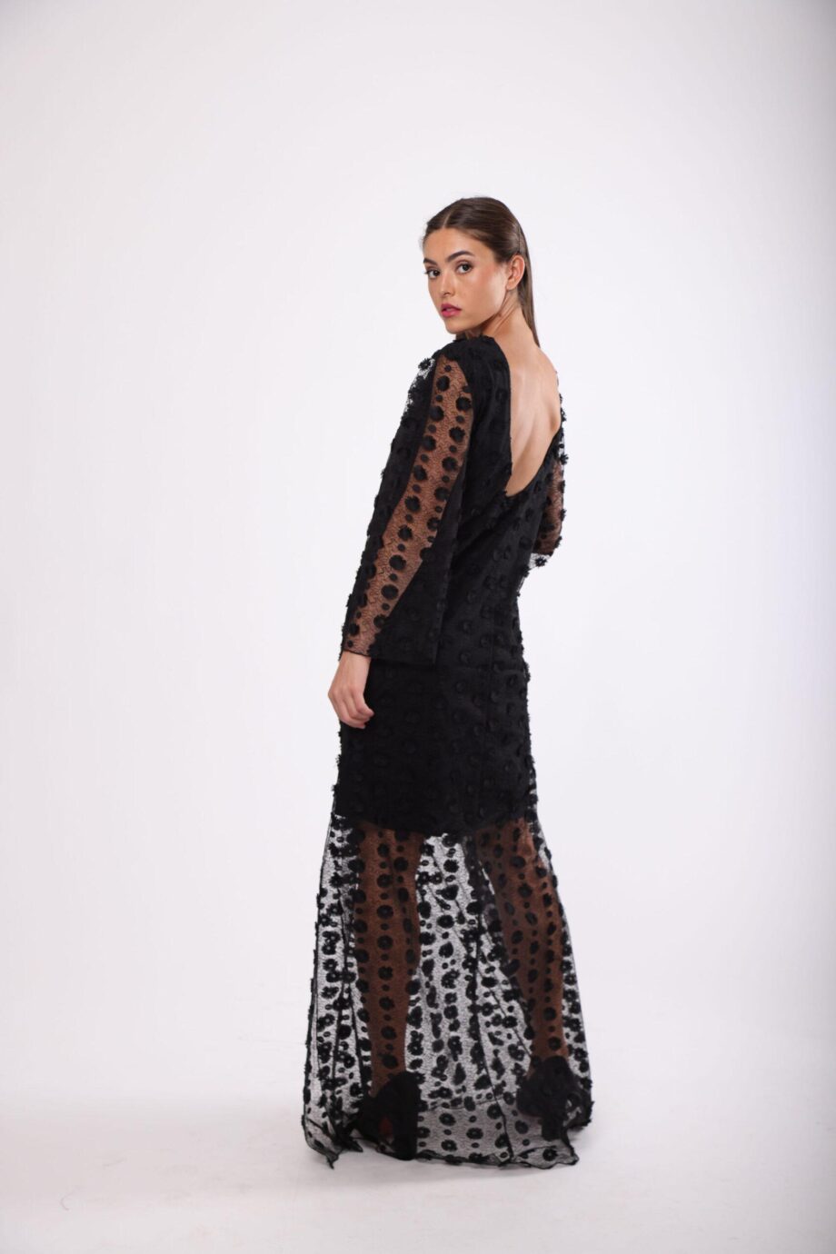 BLUMARINE BLACK MAXI EVENING DRESS