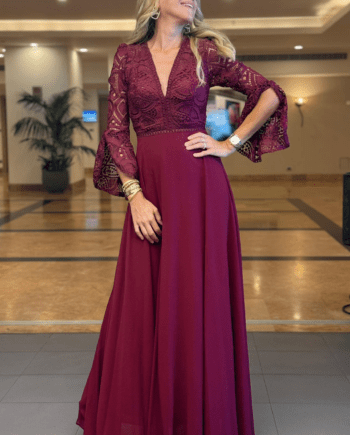 NADINE LESLIE DRESS - BORDEAUX