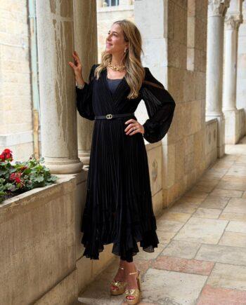 TWINSET DAINTY PLEASTED DRESS - BLACK